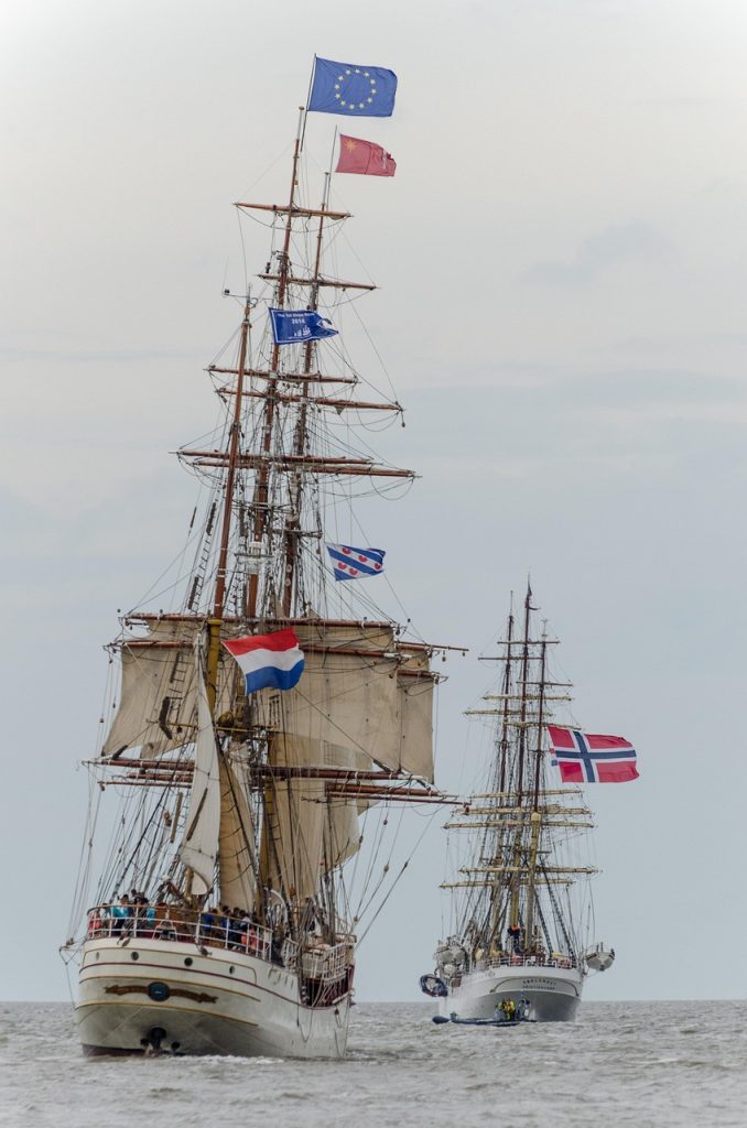 sailing boat, ships, harlingen, wadden sea, sailing, nature, europe, sørlandet, tall ship race 2014, dutch training ship, norway, water